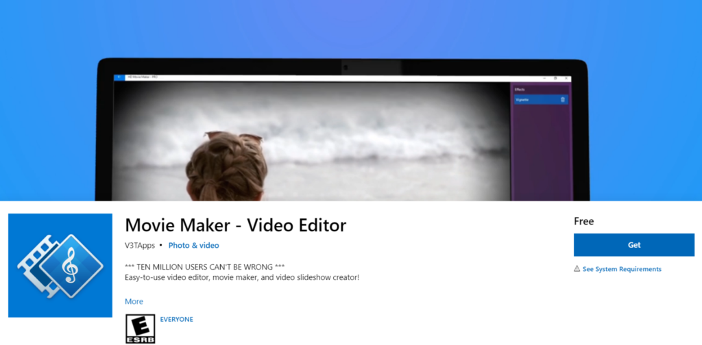 A screenshot from the Windows Film Maker application